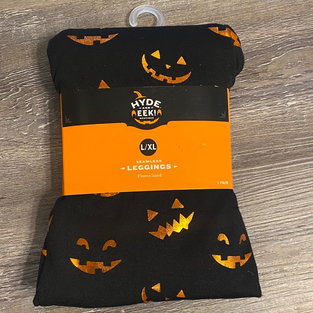 NWT HYDE and EEK Halloween Jack O Lantern Leggings L/XL